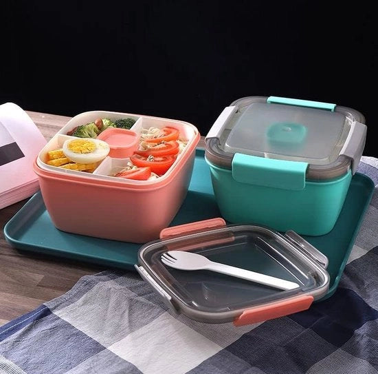 Lunchbox con suddivisione in cassette, contenitore per pane per adulti e bambini, sostenibile, impermeabile, lavabile in lavastoviglie, contenitore per pane, scuola materna, Bento Box per scuola, lavoro, picnic, viaggi