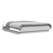 Letto matrimoniale | Letto per adulti | Giroletto con Luci LED Bianco 140x190 cm in Legno Multistrato