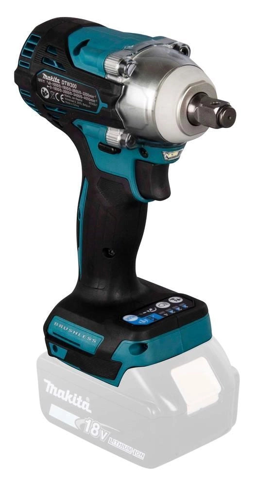 Makita DTW300Z Chiave a Impulsi a Batteria 18V con Motore Brushless Coppia Massima 330 Nm Attacco 1-2'' colore Nero