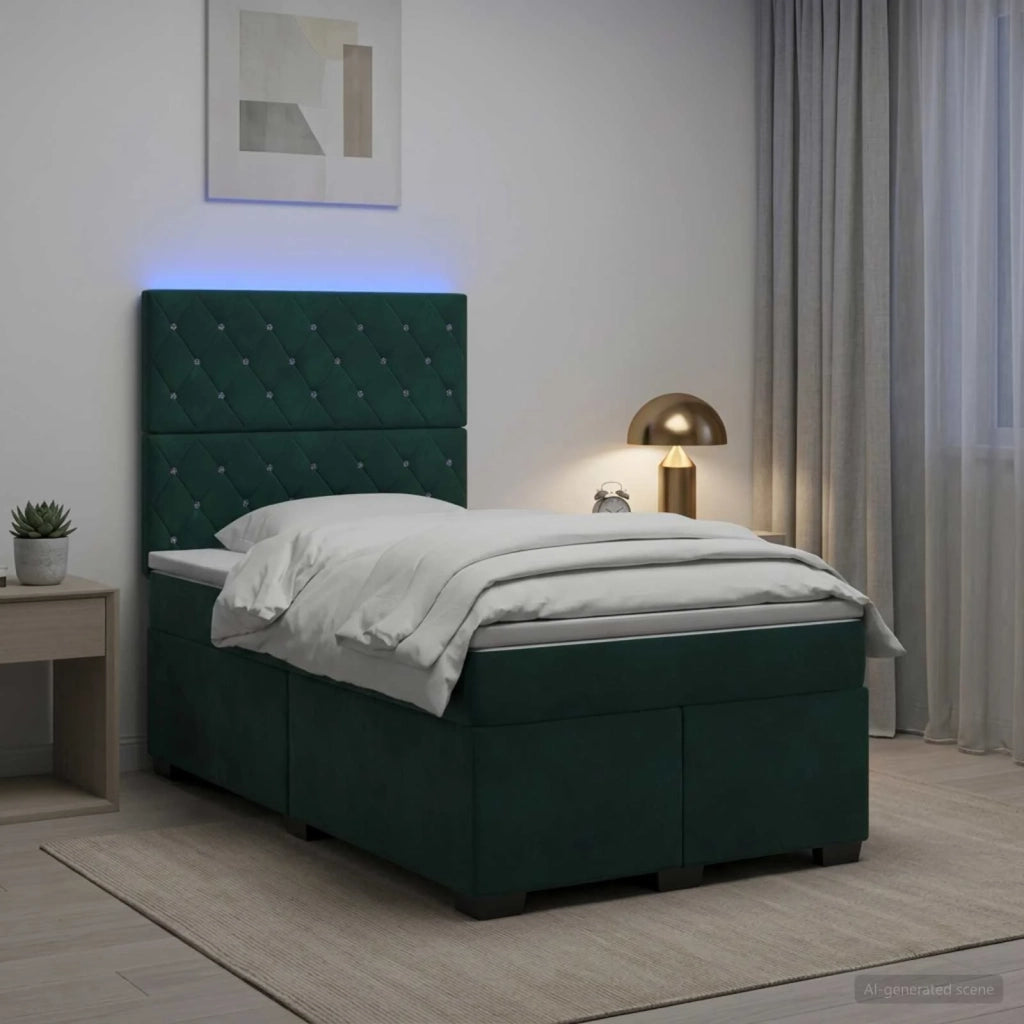 Letto box spring con materasso Verde Scuro 120 x 190 cm Velluto 3455063