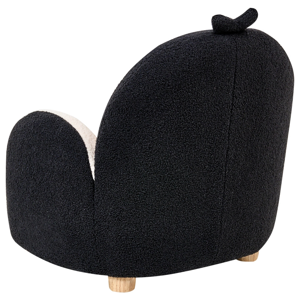 Poltrona per bambini Pinguino bouclé Nero Imbottito Sedia bassa per bambini Forma