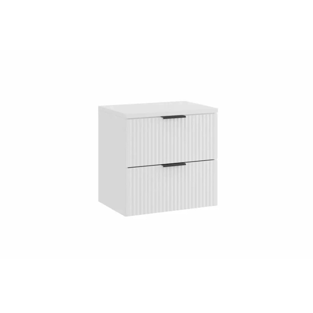 Set da bagno NOXERA 60 cm – Mobile sottolavabo sospeso bianco alpino opaco con piano per lavabo