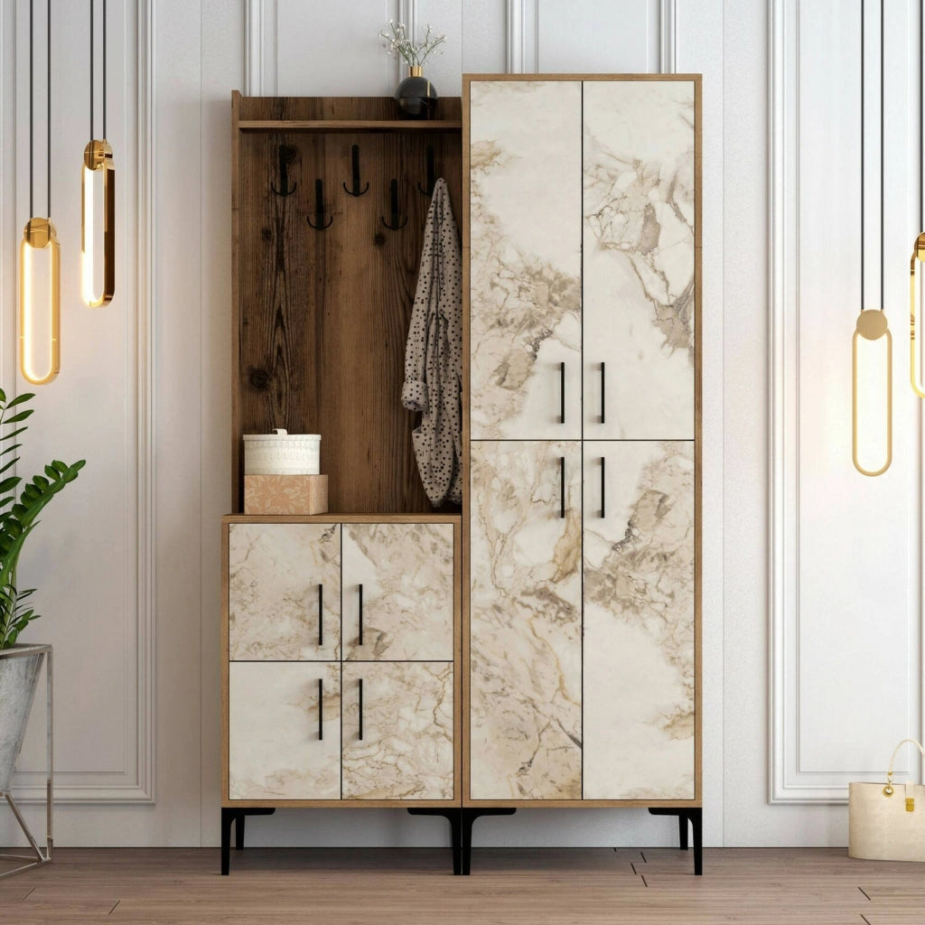 Eufemia, Mobile da Ingresso 16 Paia, 120x35x200h cm Marrone Noce