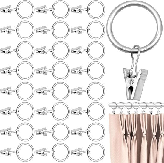 Raccordi per tende con clip - Raccordi metallici - 40 pezzi - Acciaio inossidabile - 25 mm