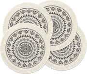 Set di tappeti di supporto per piatti a rasoio circolare da 4 pezzi - supporti antiscivolo termoresistenti - decorazione da tavola per cucina e sala da pranzo nero