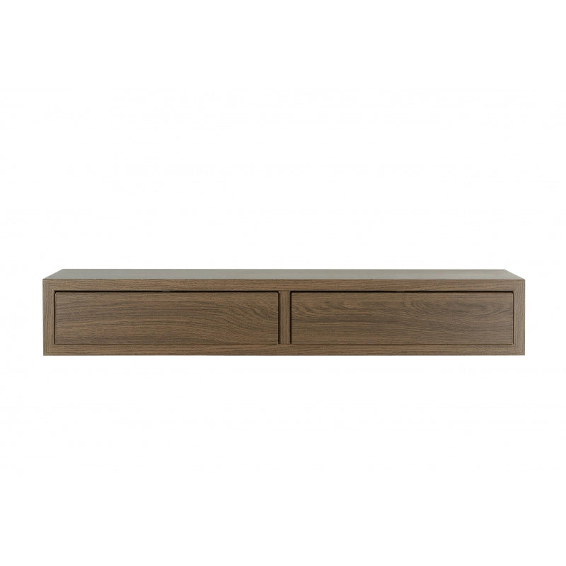 Mensola da Muro con Cassetto, Comodino Sospeso, Mensola da Parete, Rovere Tabacco, 88,2x13,4 p23,7 cm - Domino Maxi