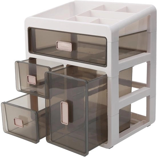 Contenitore di archiviazione 4 strati - Organizzatore da scrivania - Cassa di archiviazione - Contenitore per ufficio - Per prodotti di bellezza e articoli da ufficio - Contenitore di archiviazione da 4 strati