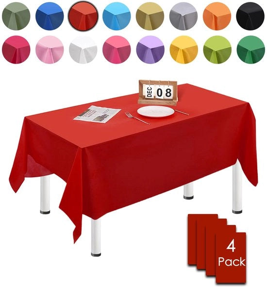 Set da tovagliato per tavolo da picnic 4 pezzi, 137cm x 274cm, rettangolare, impermeabile, resistente al grasso, rosso, per feste di compleanno, matrimoni, Natale, feste per bambini, cucine, giardini e feste