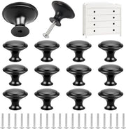 Maniglie per mobili 12 pezzi - Nero - 30mm - Pomo rotondo per porte - Maniglie per armadi - In acciaio inossidabile - Adatto per mobili