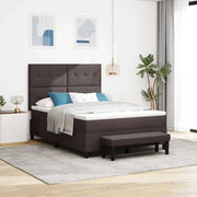 Letto a molle con materasso Marrone Scuro 140 x 190 cm Tessuto