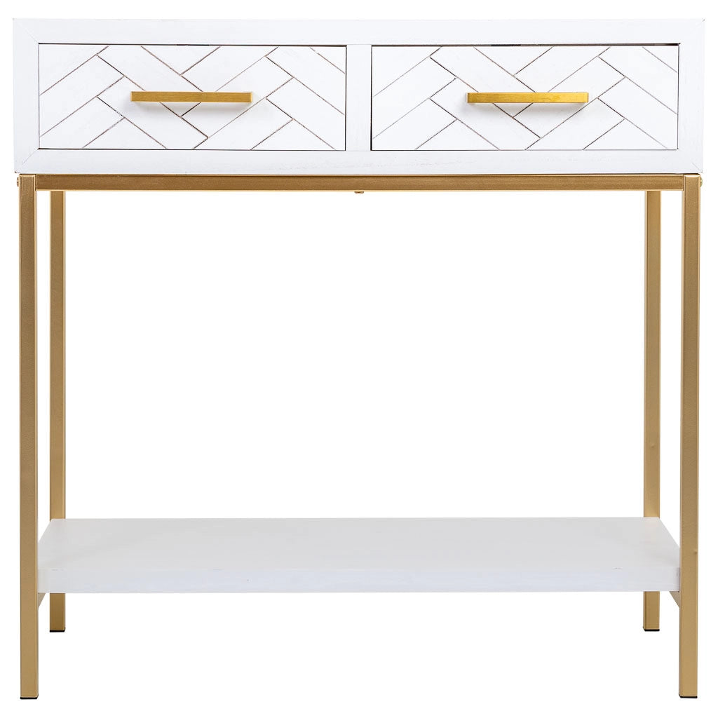 Mobile ingresso con 2 cassetti, legno e metallo, 80x42x79h cm