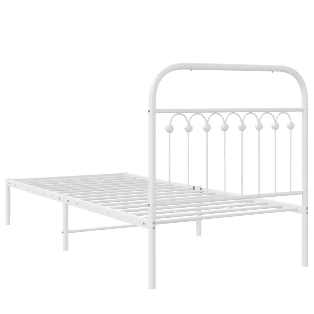 Giroletto con Testiera-Struttura Letto con testiera Metallo Bianco 90x190 cm 328242