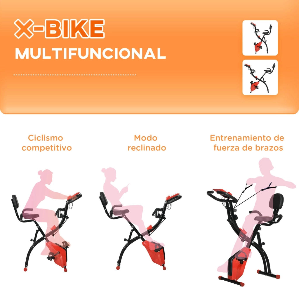 Bicicletta Fitness Pieghevole Regolabile con Schermo LCD ¨C Zephmum ¨C 105x48x118 cm Rosso