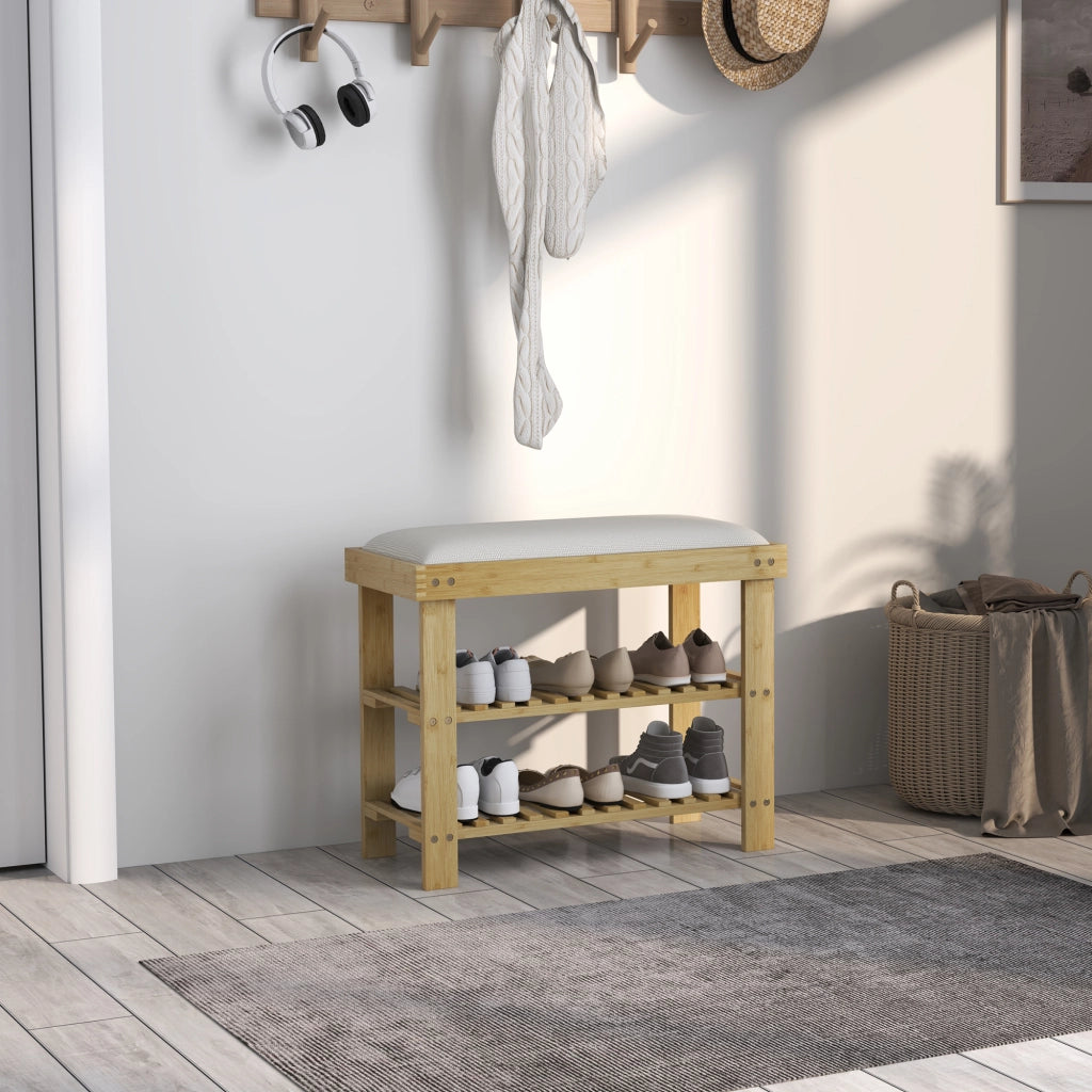 Sedia da ingresso con ripiano ¨C zephmum ¨C 60x29x49 cm crema
