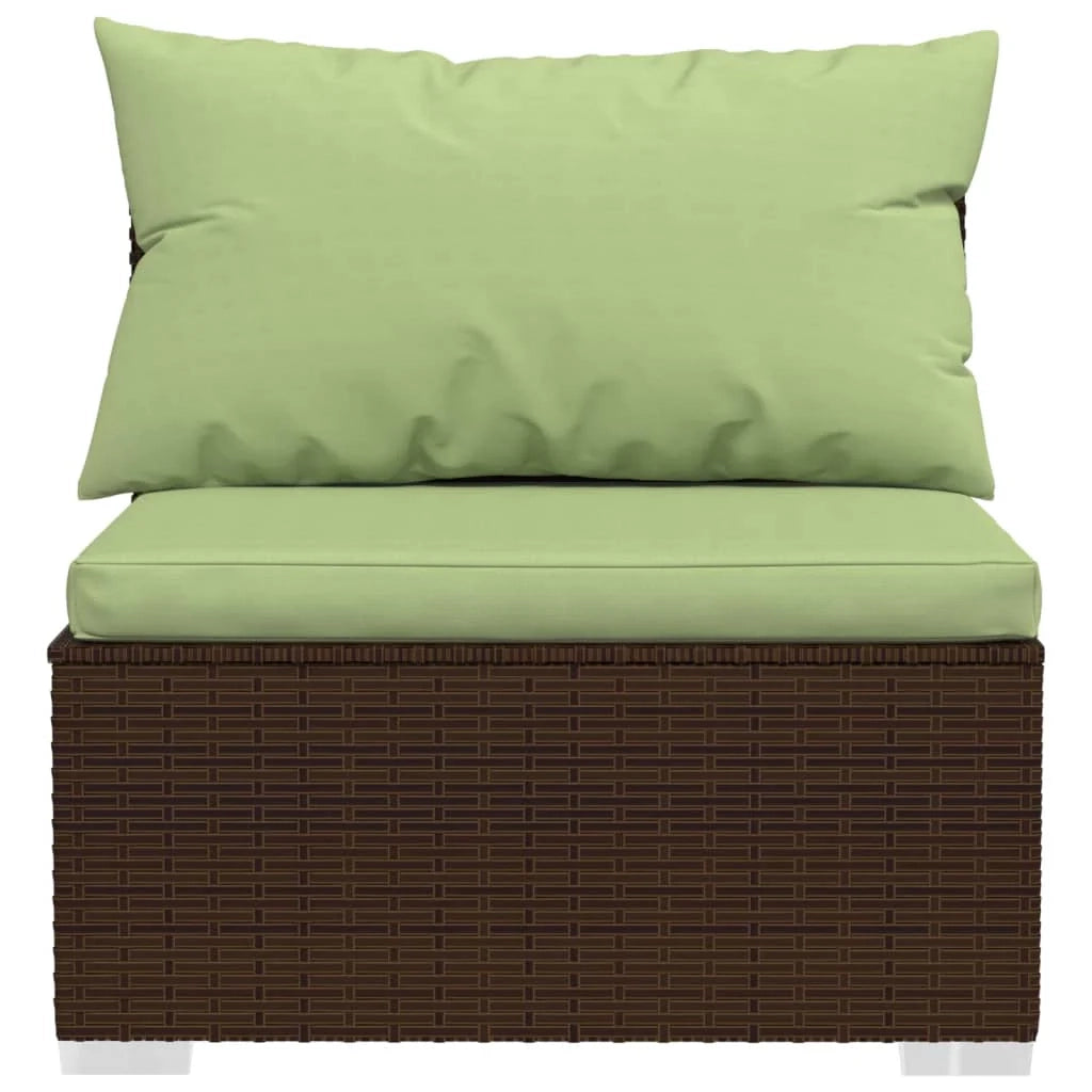 Set di mobili da giardino mobili da esterno 10 pezzi con cuscini resina intrecciata marrone 02_0015095