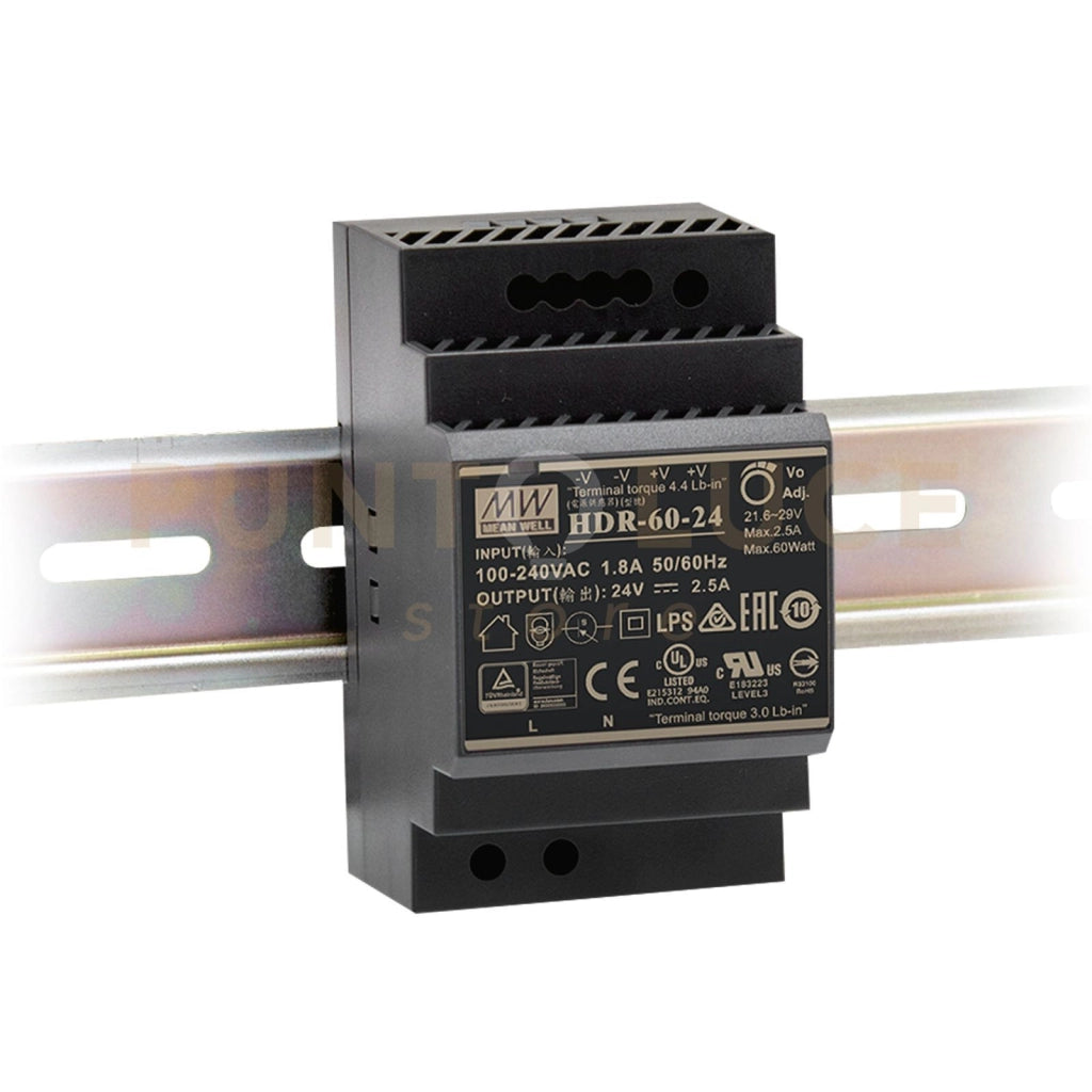 I-DRIVER-HDR-60-24 DRIVER GUIDA DIN ULTRASOTTILE 24V 60W 2,5A INPUT AC85-264V DC120-370V 5,25X9X5,45CM