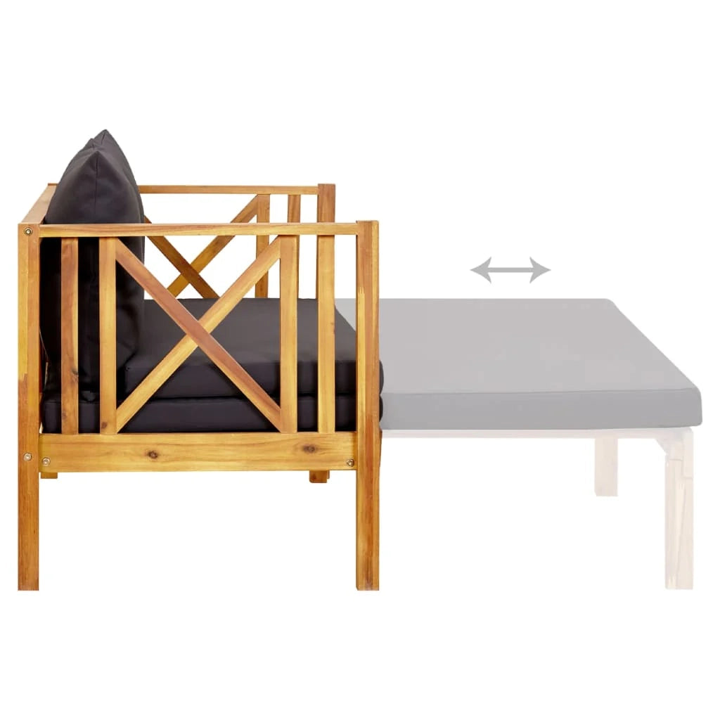 Panca da giardino mobili da giardino per esterni terrazza 2 posti e cuscini 122 x 66 x 68,5 cm legno massello di acacia 02_0011293