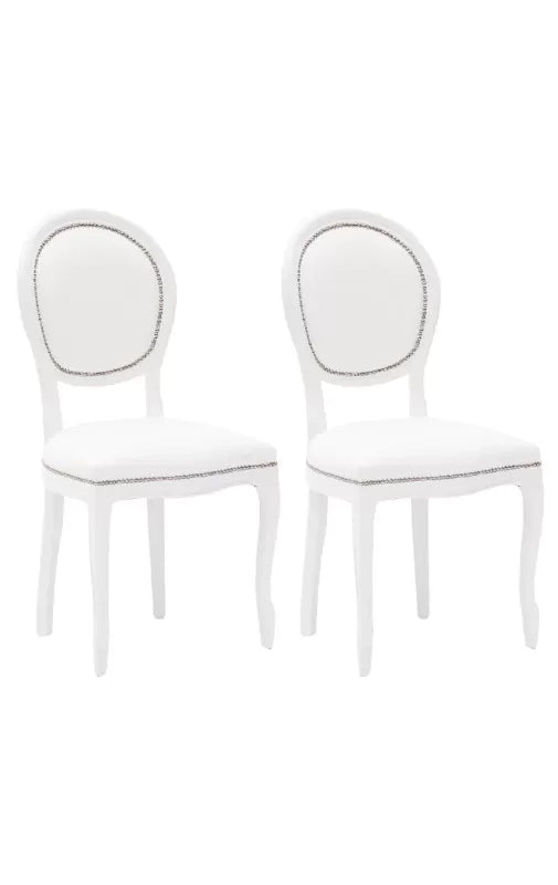 Set 2 sedie shabby  legno imbottita ecopelle bianca 50x47x100 - Mobili 2G