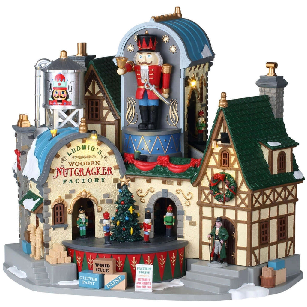 Lemax Ludwig’S Wooden Nutcracker Factory - Fabbrica Di Schiaccianoci Di Legno Di Ludwig Gioco invernale decorazione per villaggio Natale