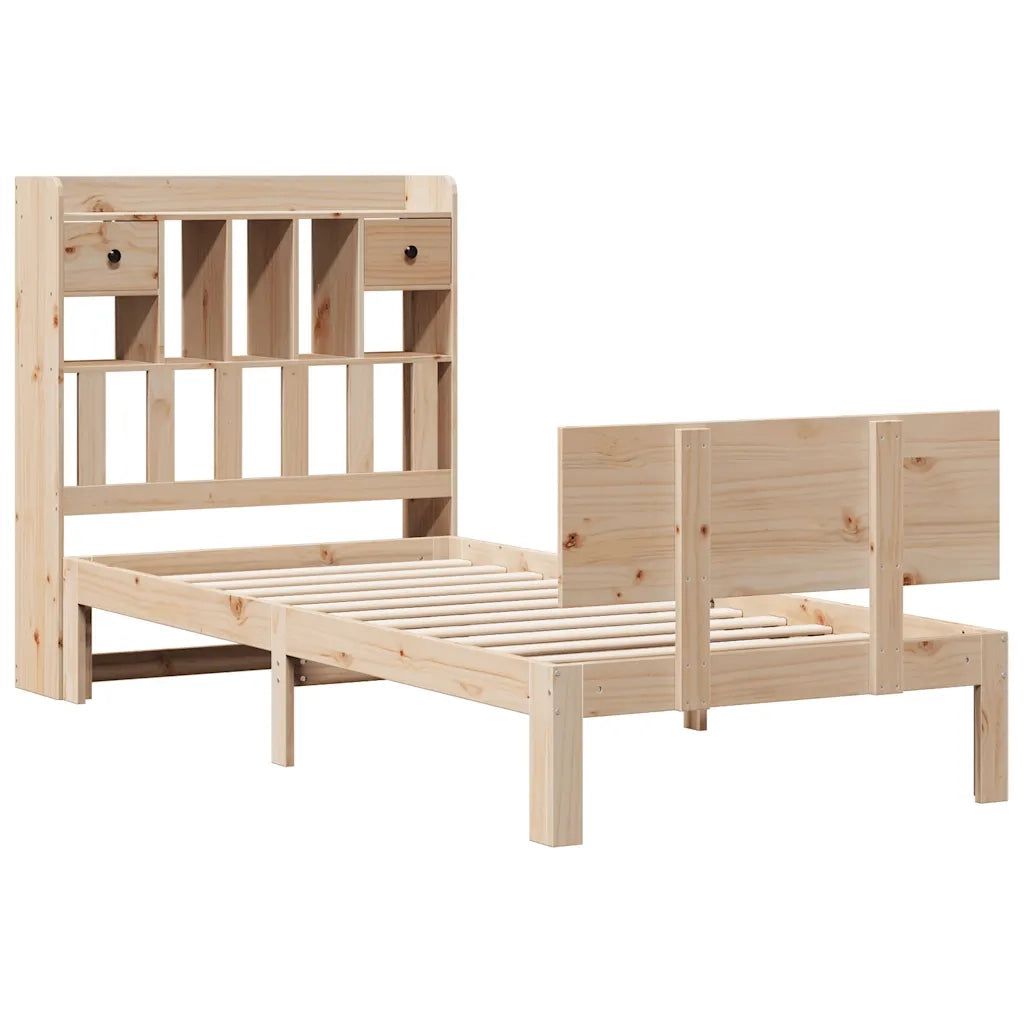 Letto Libreria senza Materasso 90x190 cm Legno Massello Pino 3322678
