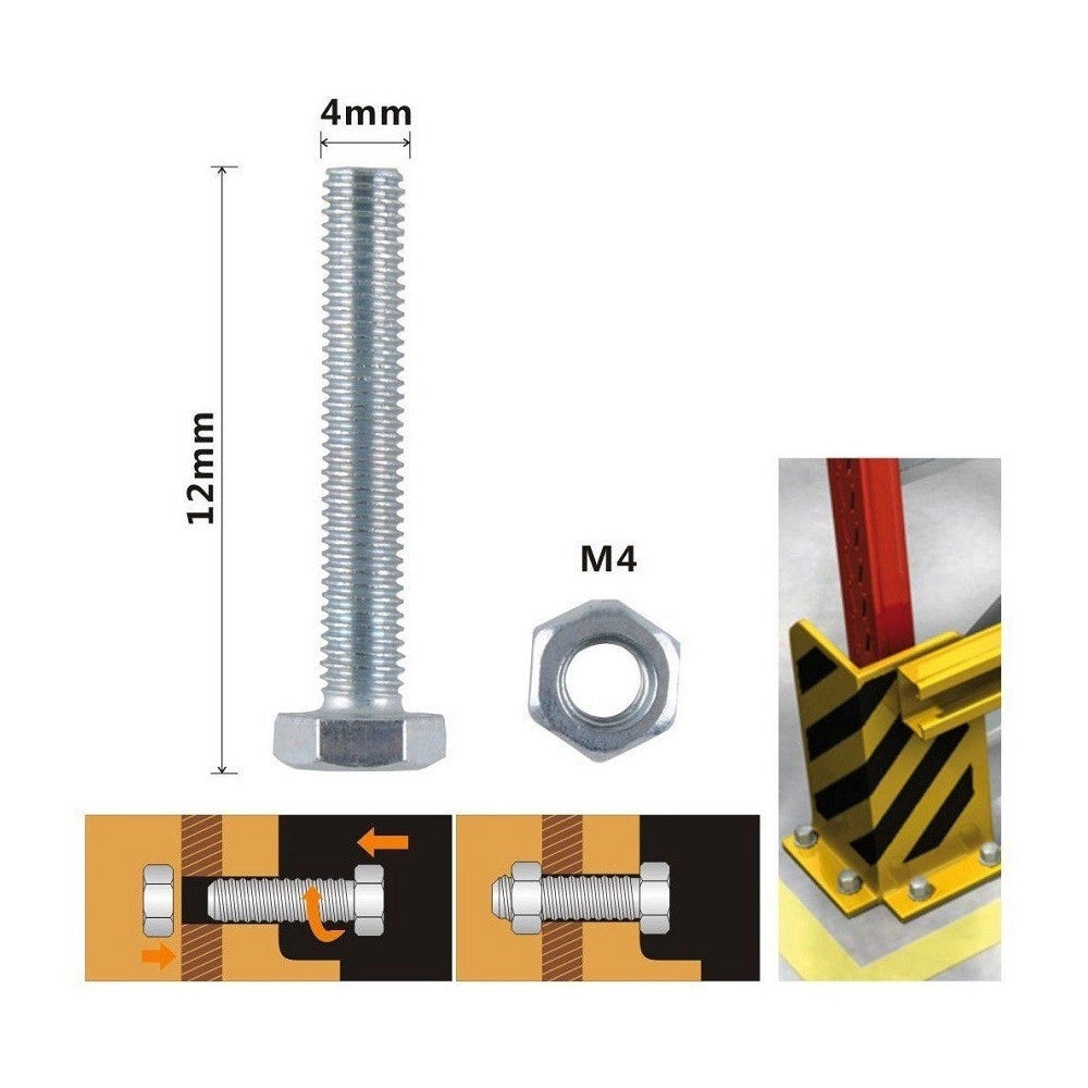 Trade Shop - Set 18 Pz Vite Viti Per Esterno A Testa Esagonali 4x12mm Con Dadi Dado M4 90903 -