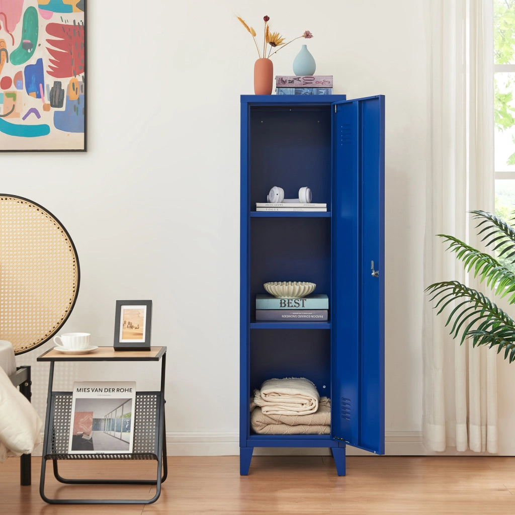 Armadio da Ufficio Kurikka Acciaio Blu [en.casa]