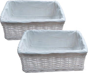 Set di 2 contenitori di stoccaggio in paglia bianca con tessuto - ARPAN WB-9364-MWT