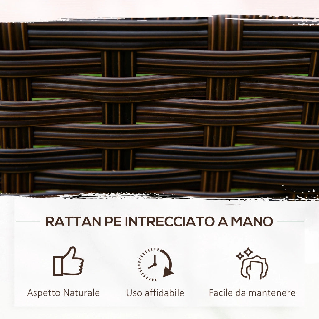 EasyComfort Orto Rialzato a 3 Livelli in Rattan Sintetico senza Fondo per Piante e Verdure, 120x120x40cm, Grigio