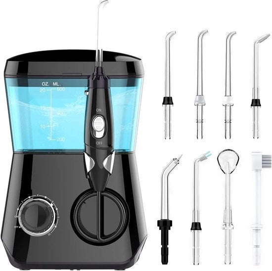 Irrigatore orale elettrico con 10 livelli di pressione e 8 getti - IPX7 impermeabile - 600ml per uso domestico
