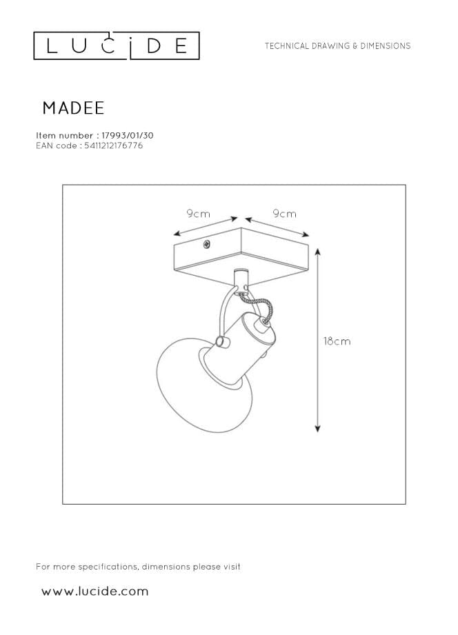 Lampada soffitto Lucide Madee vetro nero trasparente E14 25W