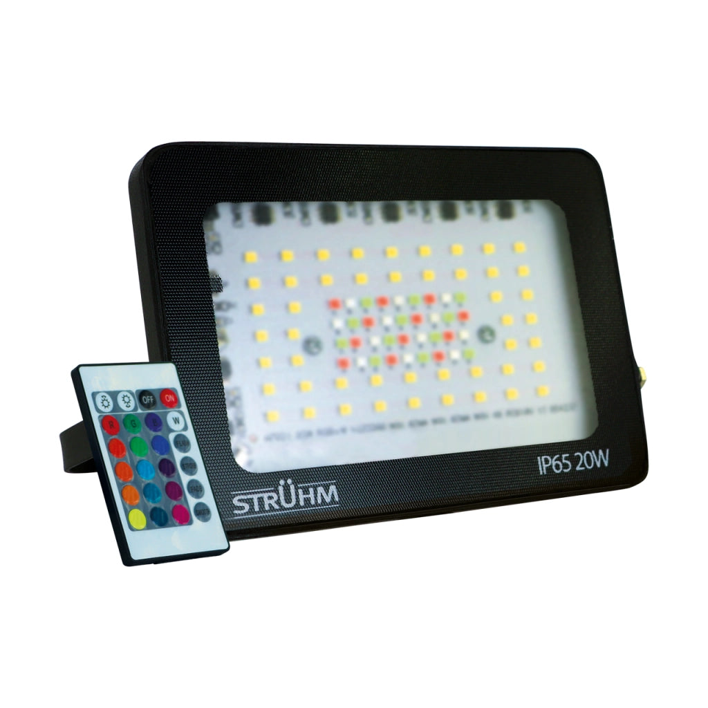 Faro LED 20W RGBW IP65 nero con telecomando Struhm