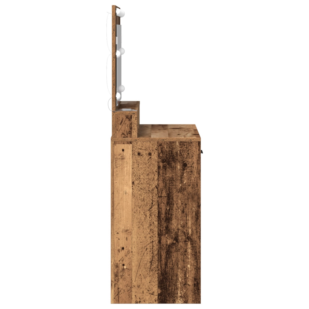 Toeletta  con luci LED in legno usato 79x41x135 cm