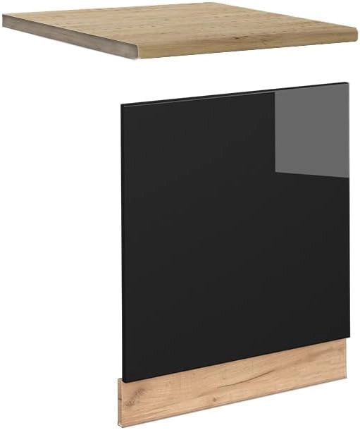 Pannello frontale Fame-Line, Rovere nero lucido, 60 cm, PL Rovere, per la combinazione con altri moduli della serie Fame-Line