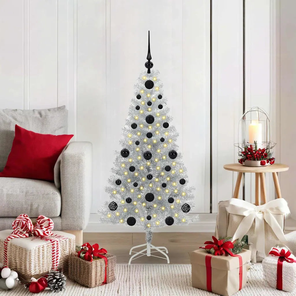 Albero di Natale con 150 LED con supporto Argento 120 cm PET 3396653