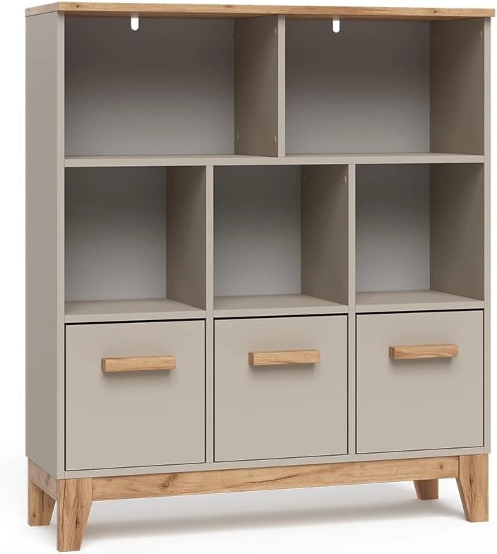 Scaffale per bambini Malia, Bianco/Artisan, 98.4 x 113.4 cm, combinabile per riporre giocattoli e libri