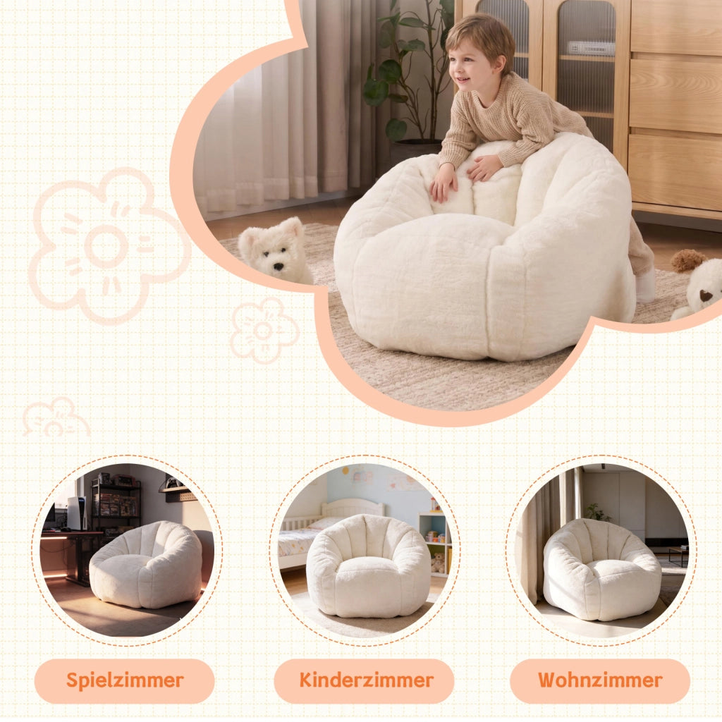 Poltrona pouf - con supporto ergonomico e seduta avvolgente - poliestere beige