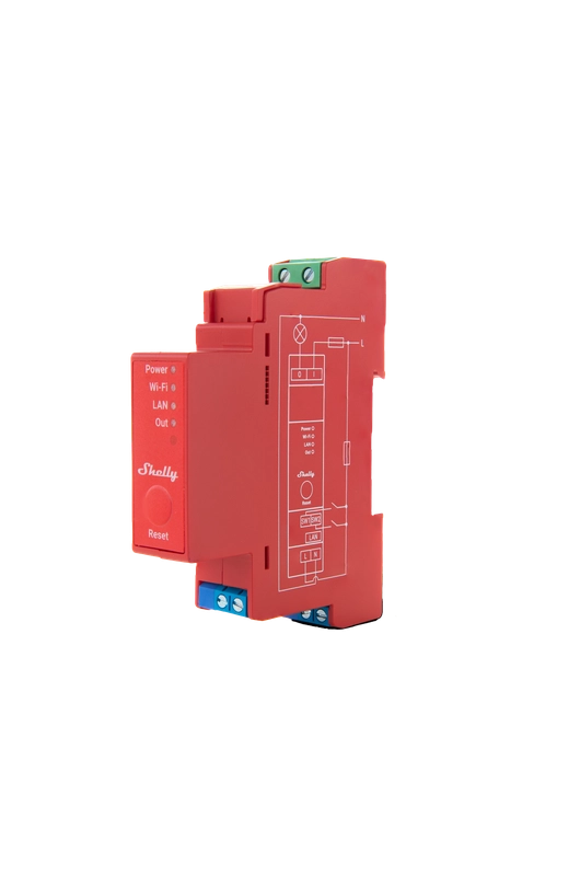 SHELLY PRO 1PM Relè montabile su guida DIN. 1 canale. Wi-Fi. LAN e Bluetooth. Automatizzazione luci. Prese. Interruttori