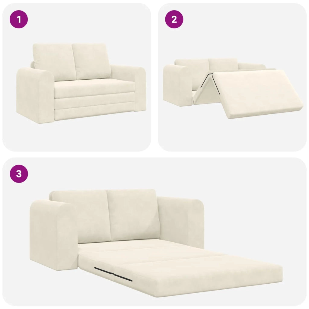 Divano letto | Sof¨¤ letto | Letto singolo Crema 148 x 71 x 83 cm Velluto
