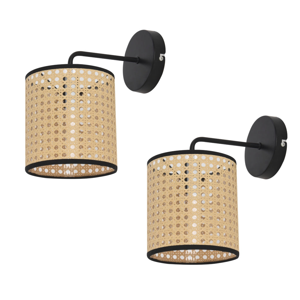 Set di 2 Applique Southend per Interni con Paralume Cilindrico - Nero / Beige lux.pro