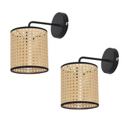 Set di 2 Applique Southend per Interni con Paralume Cilindrico - Nero / Beige lux.pro