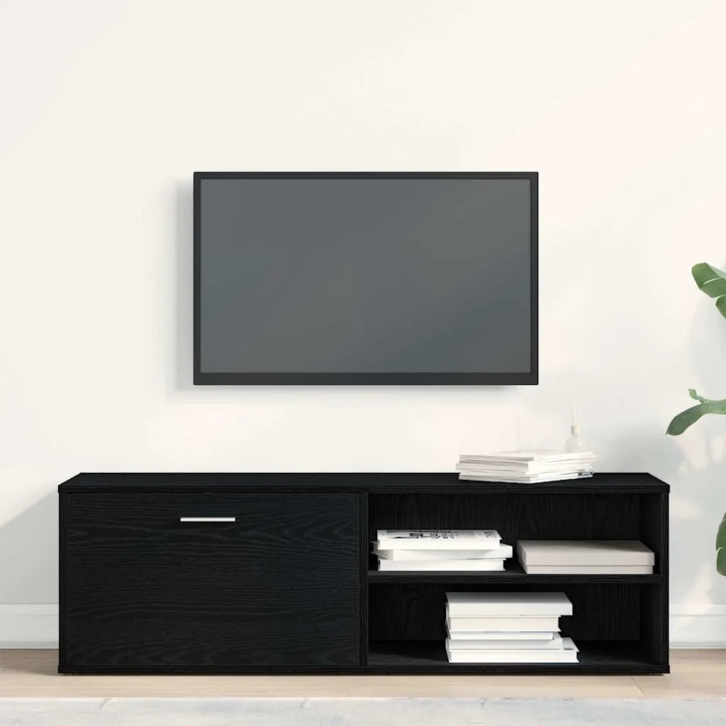 Mobile TV Rovere Nero 120x34x37 cm in Legno Multistrato 862474