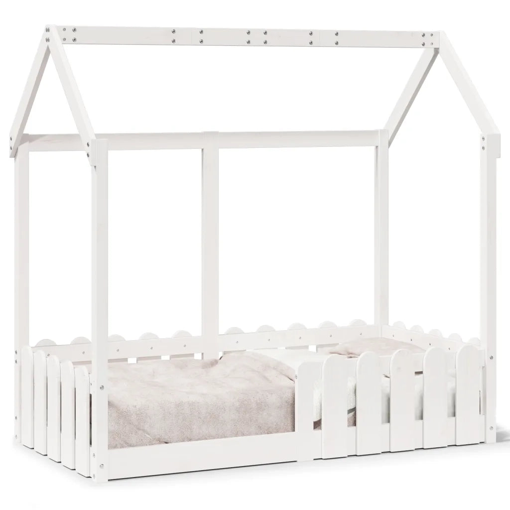 Giroletto Casetta Bambini-Struttura Letto Bambini Bianco 70x140 cm Legno Massello Pino 440500