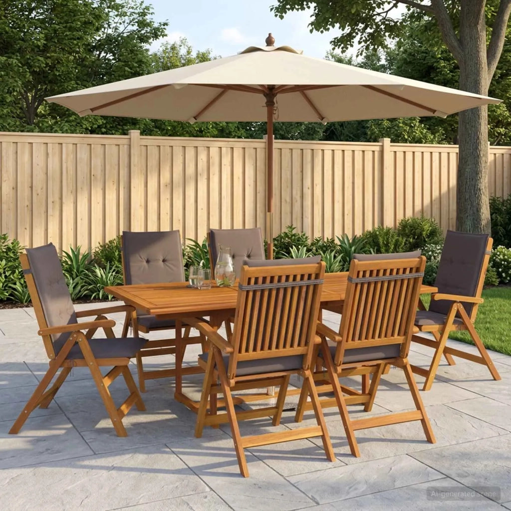 Set da pranzo da giardino 7 pezzi Naturale 3434525