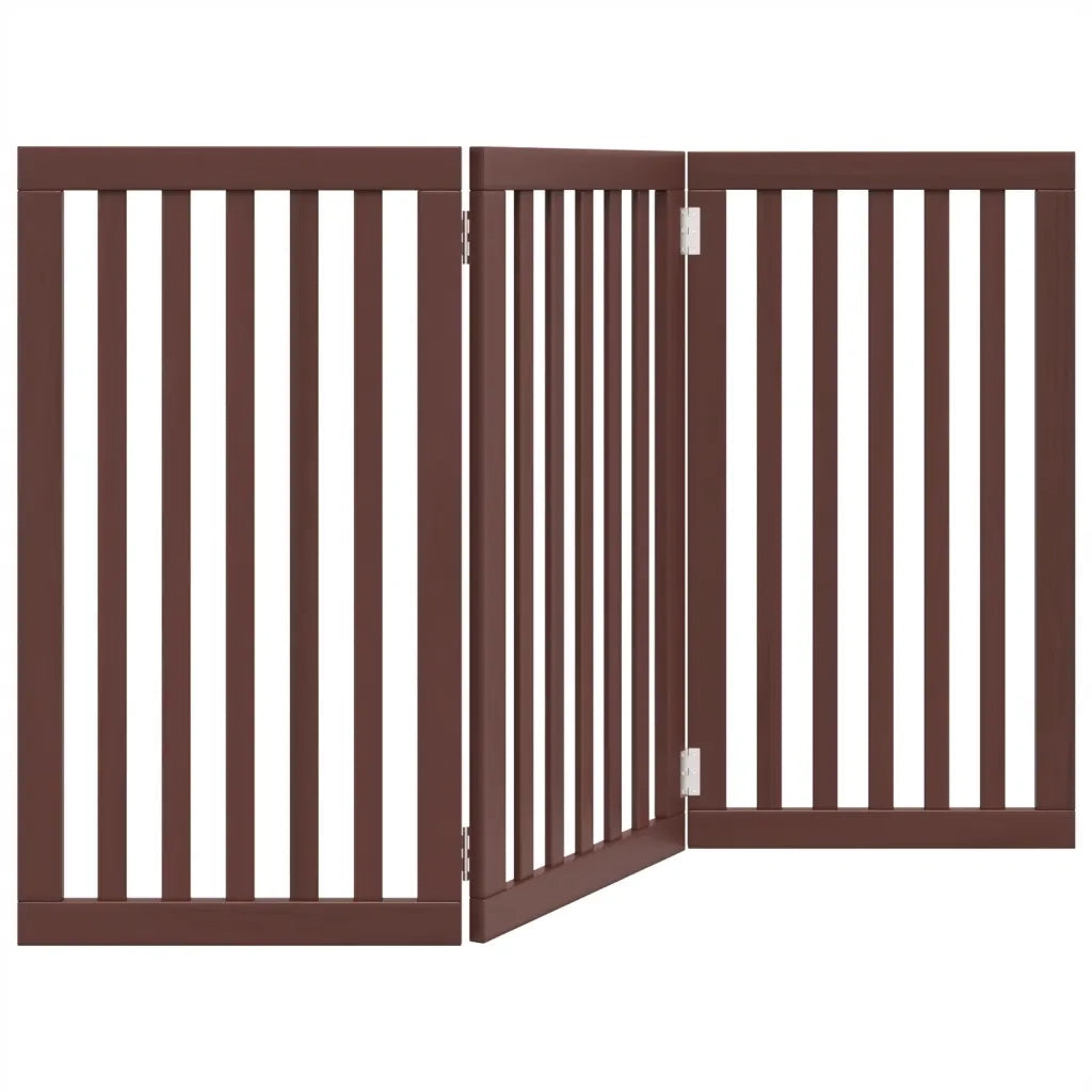 Cancello Cani Pieghevole 3 Pannelli Marrone 150cm Legno Pioppo CFW8734079