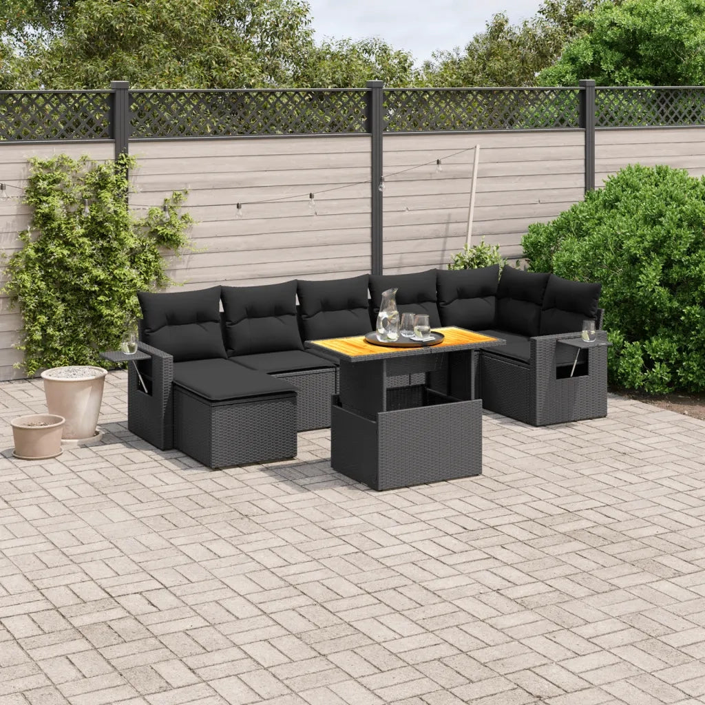 Set Divani da Giardino con Cuscini 8 pz Nero in Polyrattancod mxl 88908