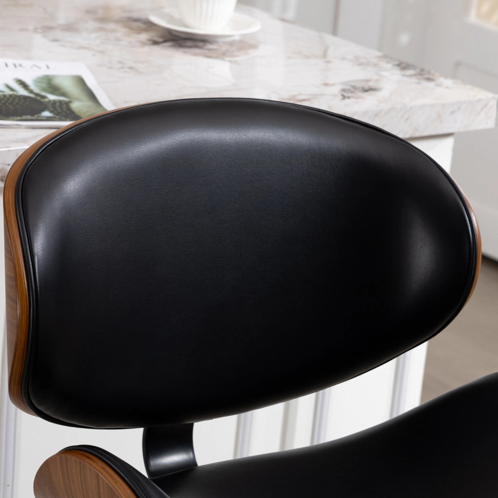 Sgabello da bar girevole con schienale e altezza regolabile in similpelle PU; per cucina e bar; 51 × 50 × 93-103.5 cm