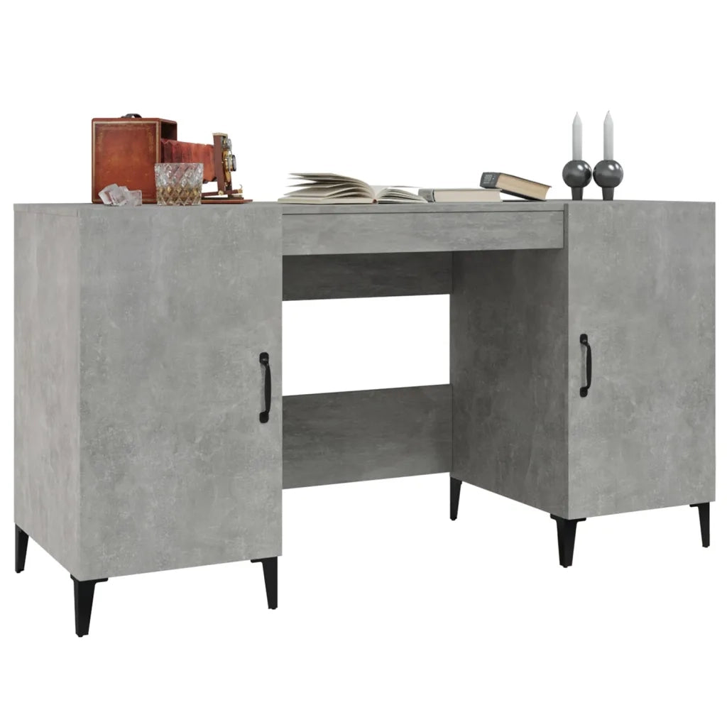 Scrivania Grigio Cemento 140x50x75 cm in Legno Multistrato cod mxl 69443