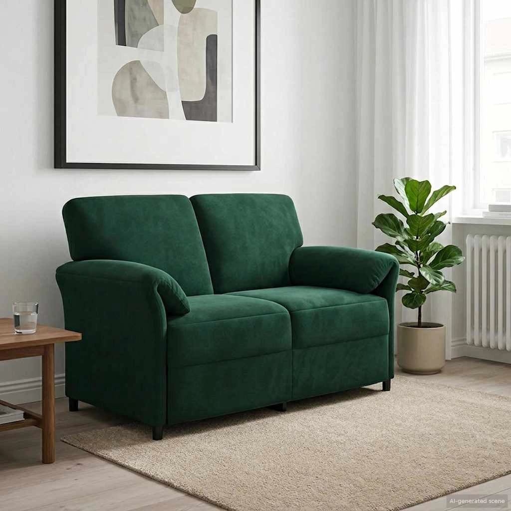 Divano a 2 Posti Verde Scuro 138 x 83 x 95 cm Velluto 42033941