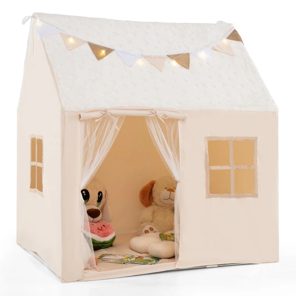 Tenda da gioco per bambini 119 x 104 x 129 cm atmosfera accogliente e magica con luci a catena in beige 20_0014298