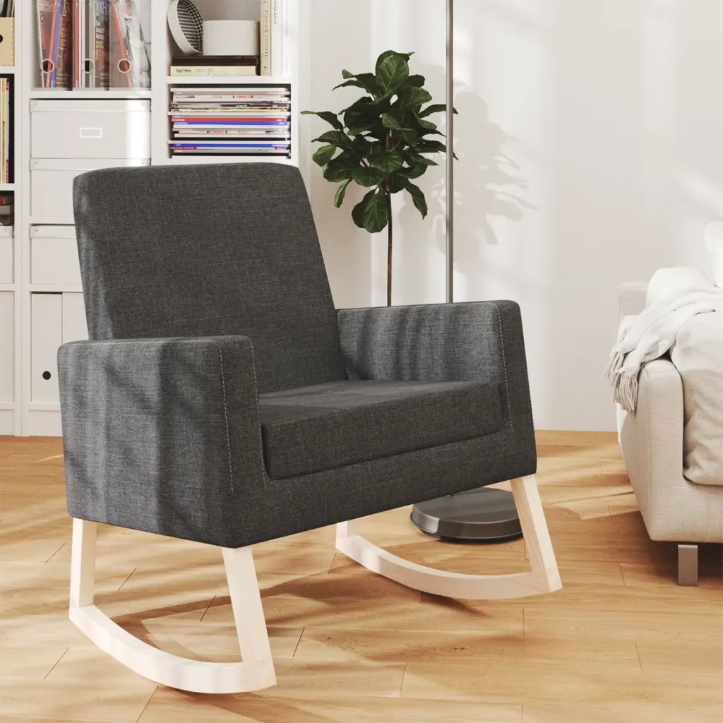 Sedia a Dondolo Grigio Scuro in Tessuto CFW8167496